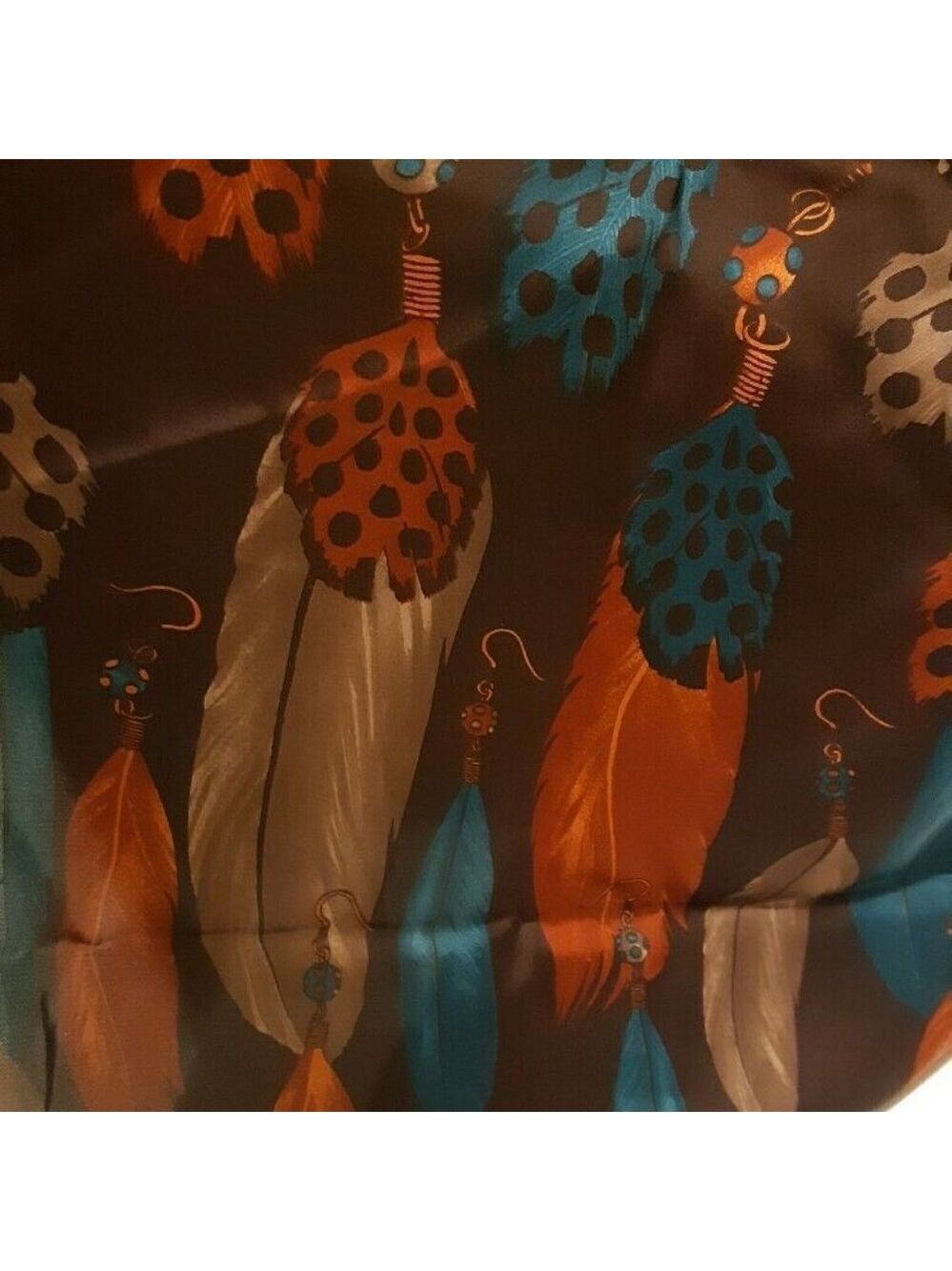 Nur Ipek Oblong silky feel polyester Feather Earrings scarf TRIBAL southwestern - Picture 9 of 11